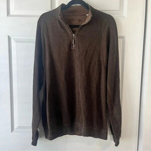 Tommy Bahama Flipsider 1/4 Zip Sweatshirt Mens Medium Brown Reversible Beach